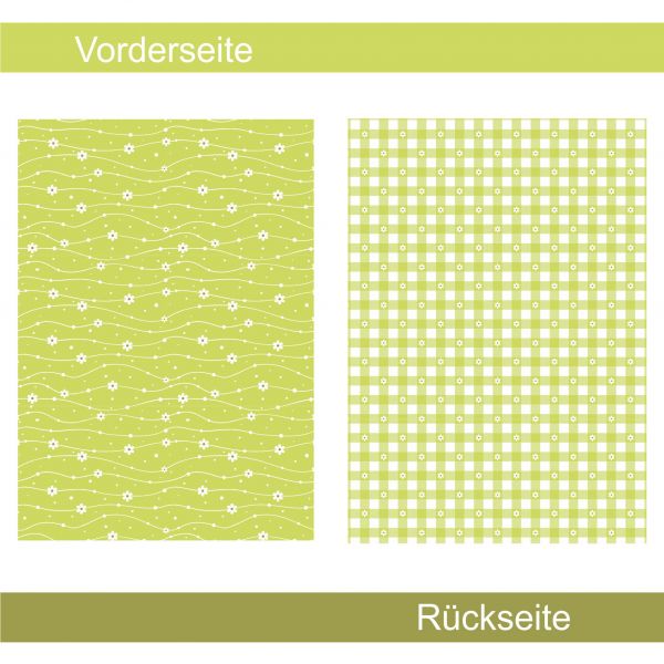 Blumig kariert hellegrün - Designpapier